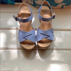 Kork Ease periwinkle blue wedged sandals
